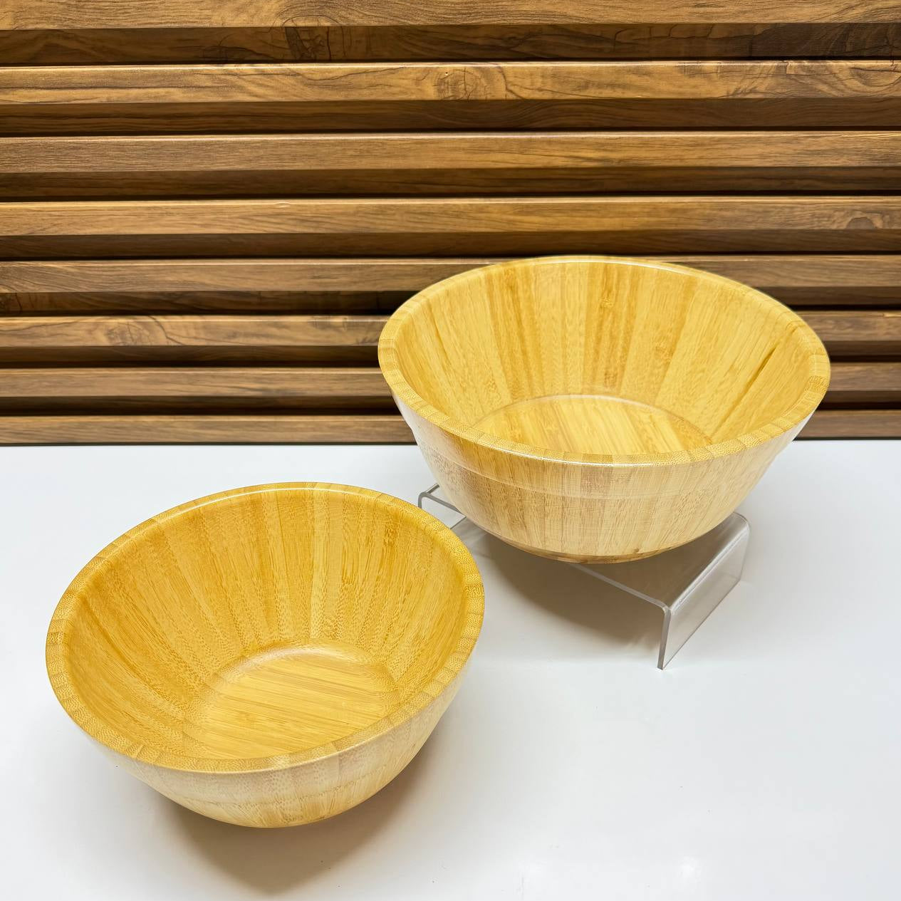 Handcrafted Natural Bamboo Serving Bowl – Lightweight Flared Wooden Salad Bowl