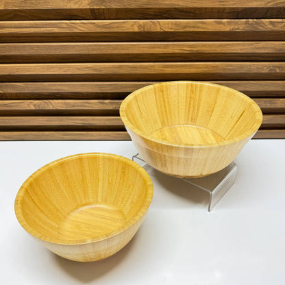 Handcrafted Natural Bamboo Serving Bowl – Lightweight Flared Wooden Salad Bowl