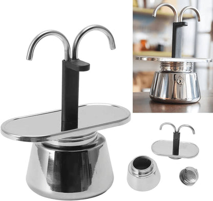 Cafetière Moka à Double Tête en Acier Inoxydable