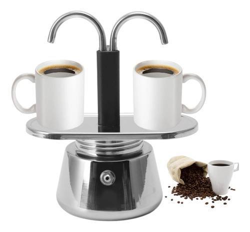 Cafetière Moka à Double Tête en Acier Inoxydable
