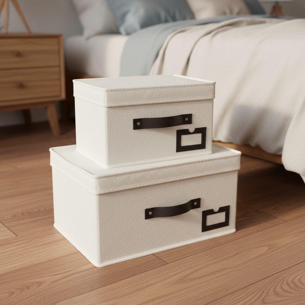 2 Boîtes de Rangement Avec Poignées Renforcées