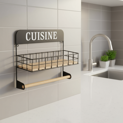 Étagère Murale “CUISINE” avec Porte-Rouleau