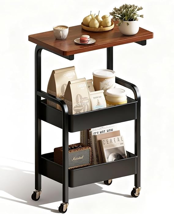 Chariot de Rangement Mobile 2 Niveaux avec Roulettes – Design Moderne &amp; Pratique