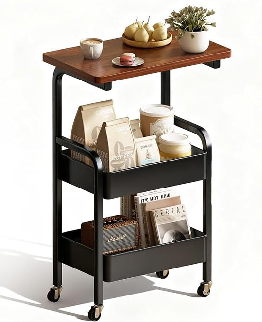 Chariot de Rangement Mobile 2 Niveaux avec Roulettes – Design Moderne &amp; Pratique