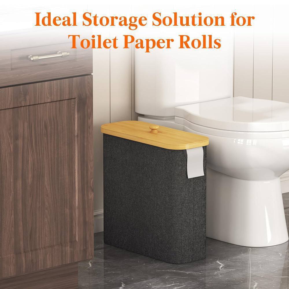 Organisateur de WC Imperméable avec Couvercle en Bois