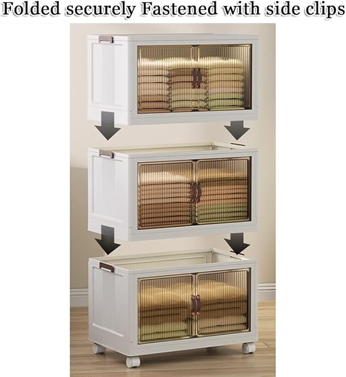 Boîte de Rangement Empilable avec Roues et Portes Visibles – Rangement Intelligent et Élégant