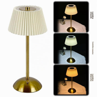 Lampe de Table LED Sans Fil Plissée – Veilleuse Rechargeable Tactile Vintage