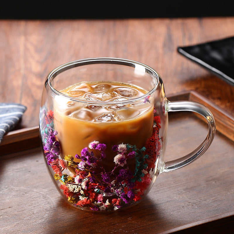 3 Tasse à Café en Verre à Double Paroi Samlife avec Poignée Couleur Mix