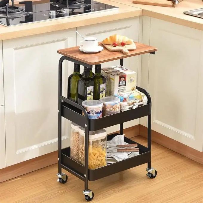 Chariot de Rangement Mobile 2 Niveaux avec Roulettes – Design Moderne &amp; Pratique