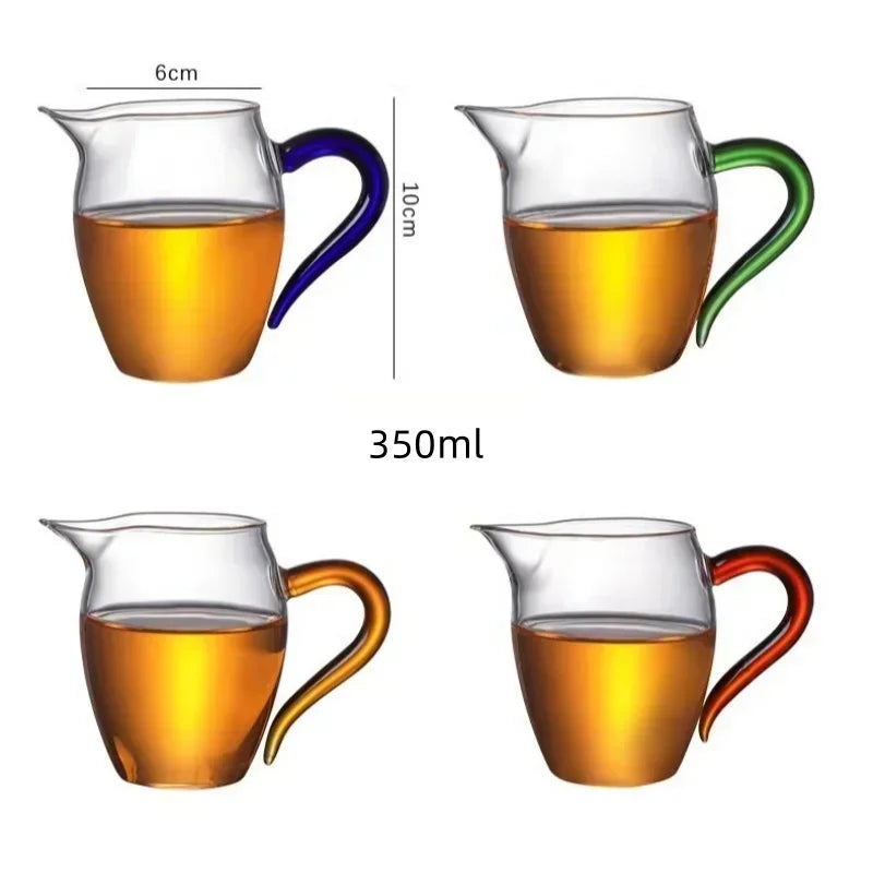 3 Tasse à Thé en Verre Borosilicaté avec Poignée Colorée 350ml