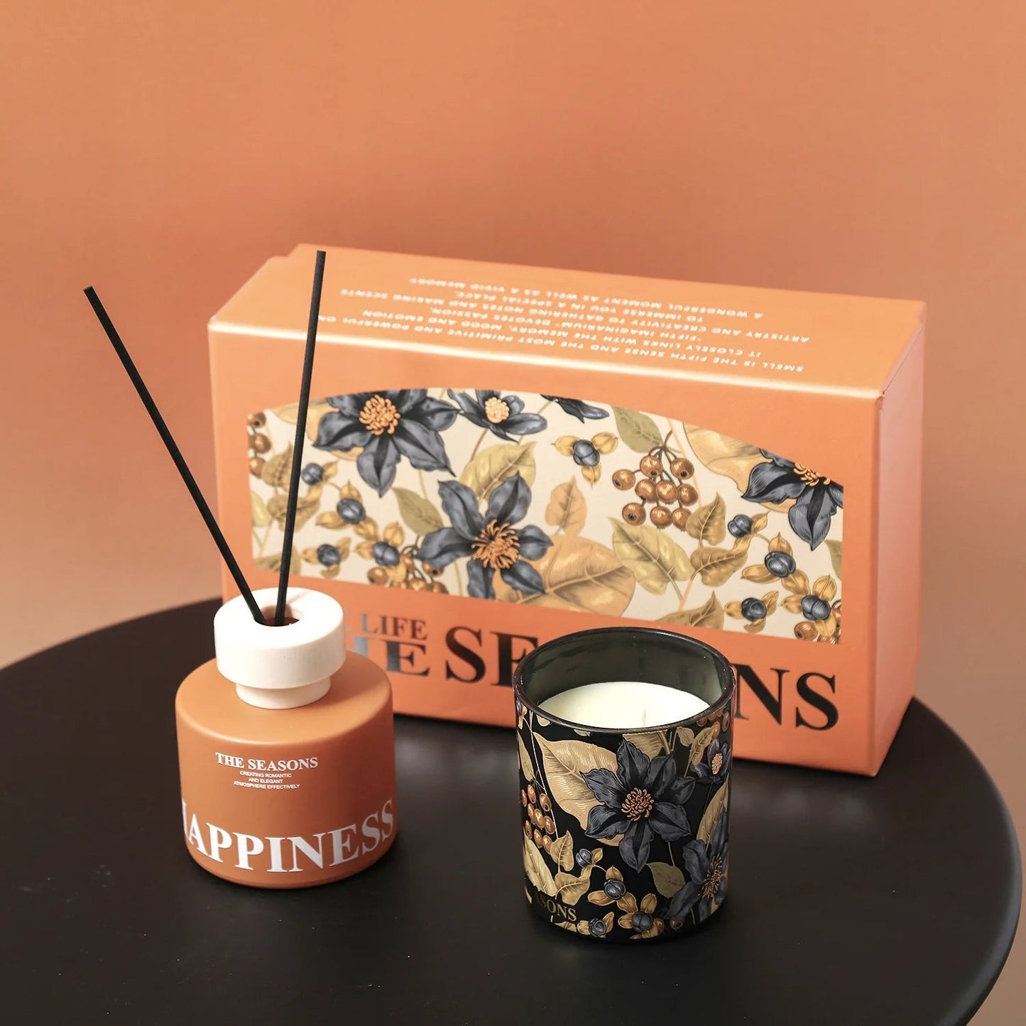 Coffret d'Huiles Essentielles Four Seasons No Fire – Cadeau d'Aromathérapie avec Bougie