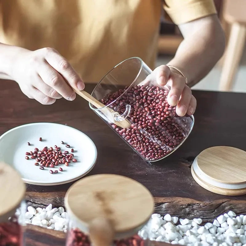 6 Boîtes de Rangement Sous-Évier avec Cuillères en Bois