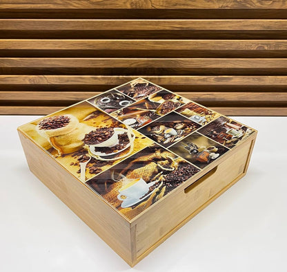 Boîte de Rangement en Bois pour Café et Thé - Design Élégant et Fonctionnel