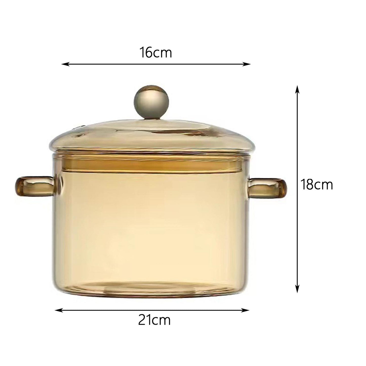 Casserole en Verre Ambré avec Couvercle - Capacité de 1,5 L