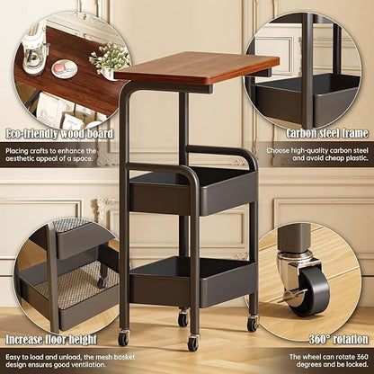 Chariot de Rangement Mobile 2 Niveaux avec Roulettes – Design Moderne &amp; Pratique