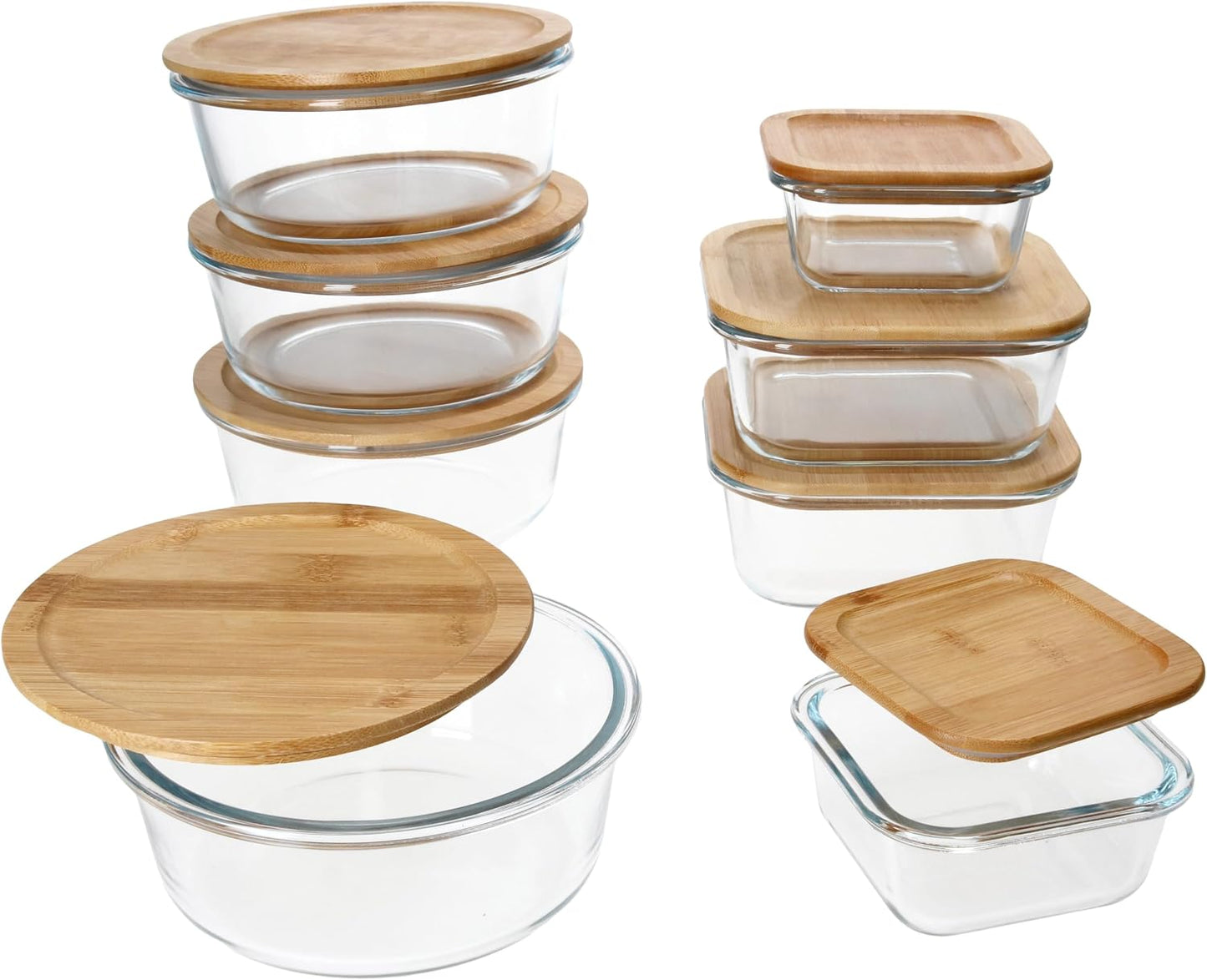 Boîte à Lunch en Verre avec Couvercle en Bambou – Grande Capacité, Anti-Fuite & Micro-ondes