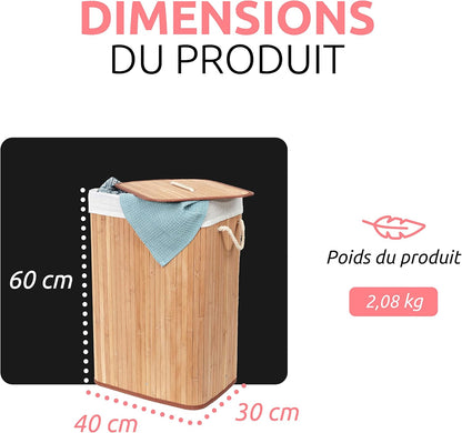 Panier à Linge en Bambou avec Couvercle
