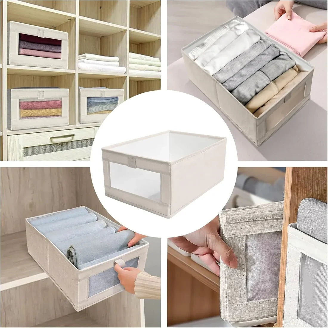6 Boîtes de Rangement pour Placard & Dressing – Avec Poignées