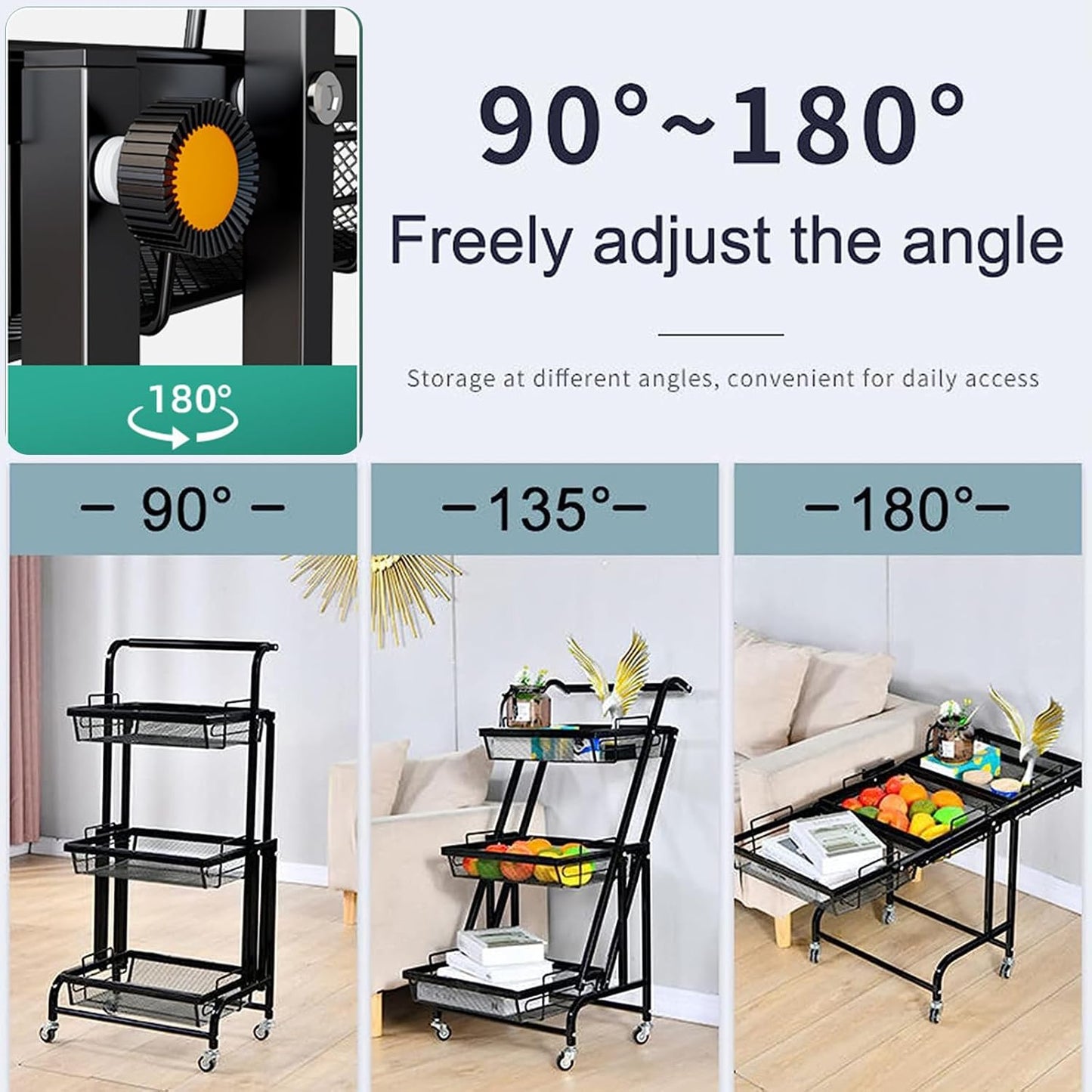 Chariot 3-en-1 Pliable et Mobile | vivana Rangement Intelligent pour la Maison