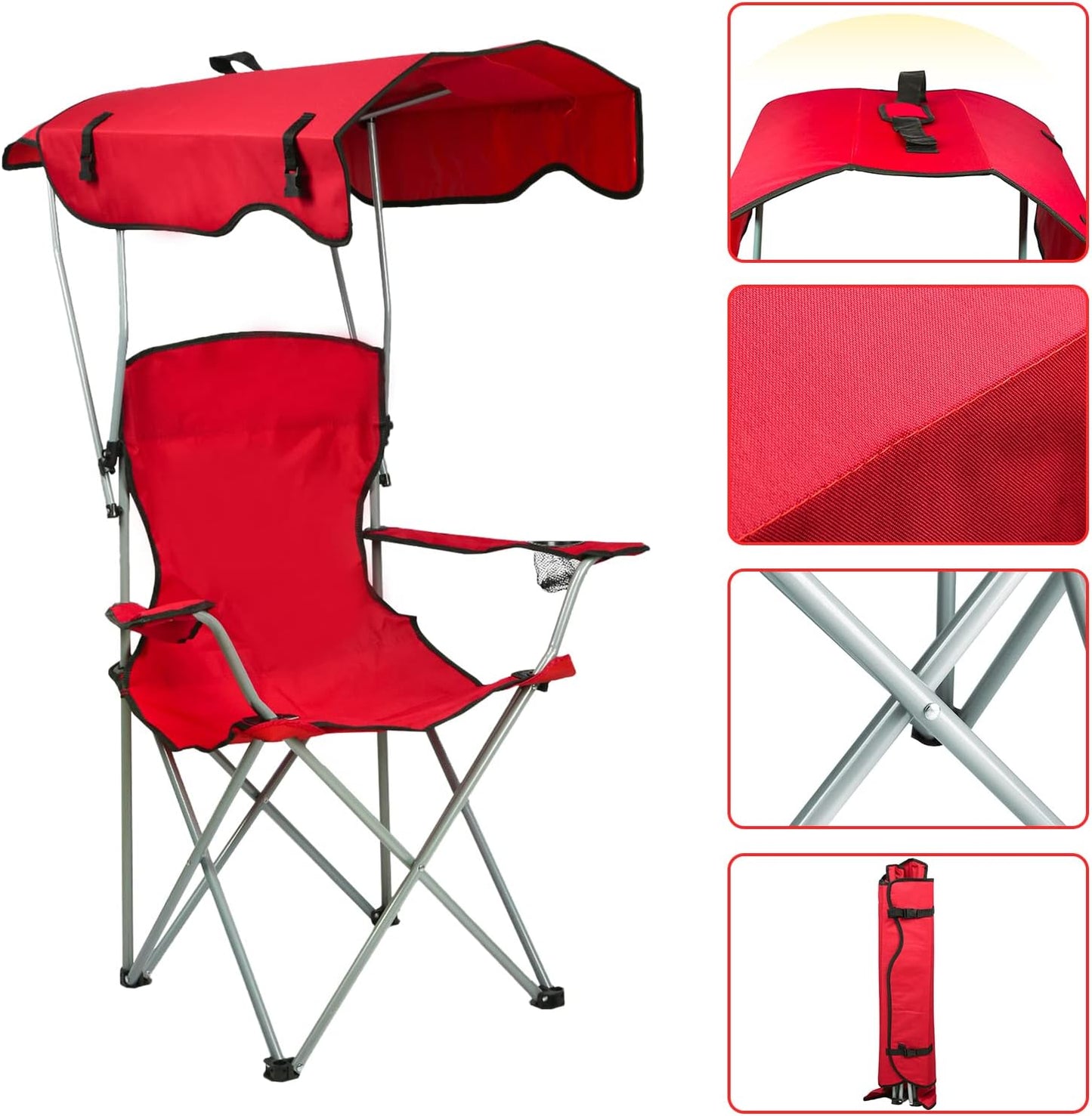 Chaise de Pêche Pliable avec Auvent Intégré – Confort et Protection Solaire