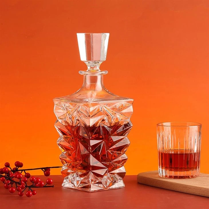 Carafe à Whisky en Cristal Facetté – Bouteille de Luxe pour Spiritueux