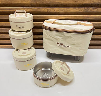 Ensemble de Boîtes à Repas Empilables Isolantes avec Sac de Transport - Style Minimaliste