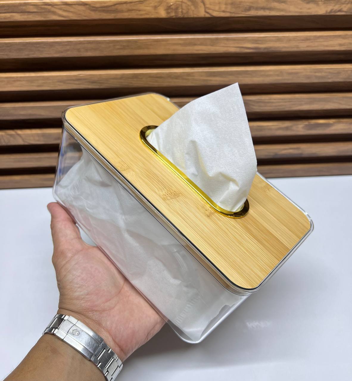 Porte-Mouchoirs en Bambou et Acrylique : Élégance et Modernité