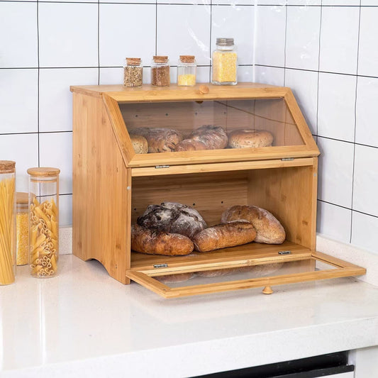 Boîte à Pain en Bambou à Double Couche