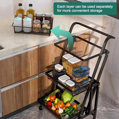 Clinson FlexiCart™ – Chariot 3-en-1 Pliable et Mobile | Rangement Intelligent pour la Maison