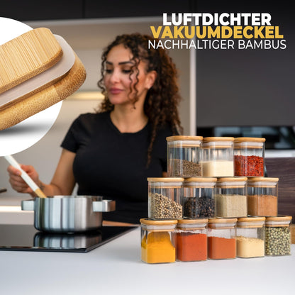 Ensemble de bocaux de conservation en verre avec couvercles en bambou