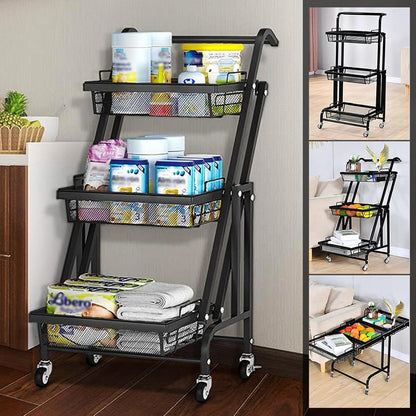 Chariot 3-en-1 Pliable et Mobile | vivana Rangement Intelligent pour la Maison