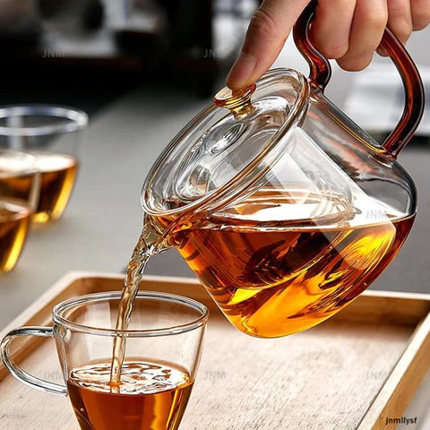 Théière en Verre Transparent Résistant au Feu de 400 ml avec Infuseur