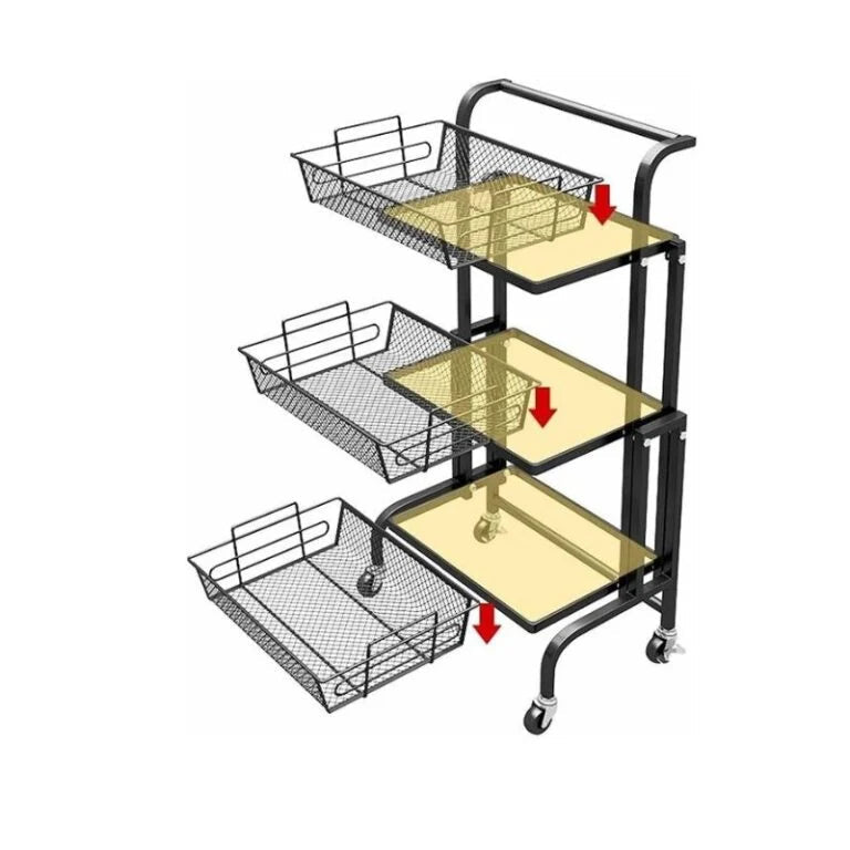 Chariot 3-en-1 Pliable et Mobile | vivana Rangement Intelligent pour la Maison
