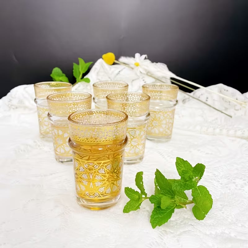 Verres à Thé Marocains Dorés (x12)