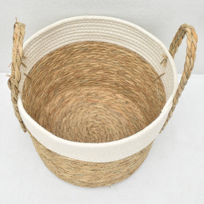 Panier de Rangement en Corde de Paille & Coton – Lot de 3