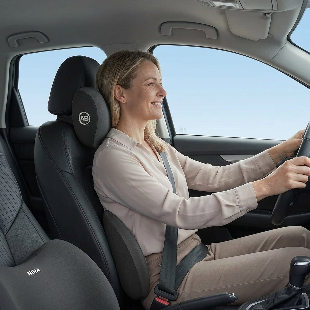 Kit Ergonomique Voiture Premium : Coussin Lombaire &amp; Repose-Tête en Mousse à Mémoire de Forme