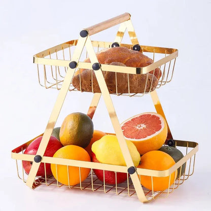 Panier de rangement pour fruits en métal à 2 couches lavable et antirouille