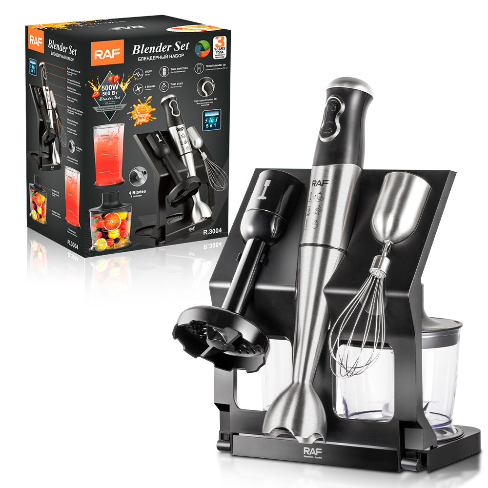Blender Plongeant RAF R.3004 5 en 1 – Mixeur 500W Multifonction