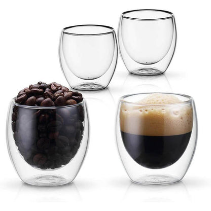 Ensemble de 6 Tasses à Café Expresso Double Paroi 80 ML