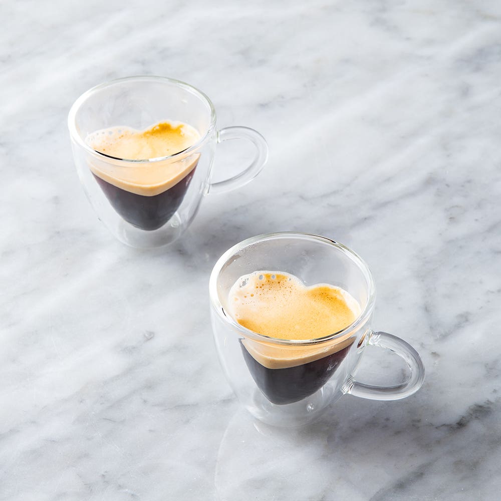 6 Tasses Double Paroi en Forme de Cœur – Verres Espresso 80 ml