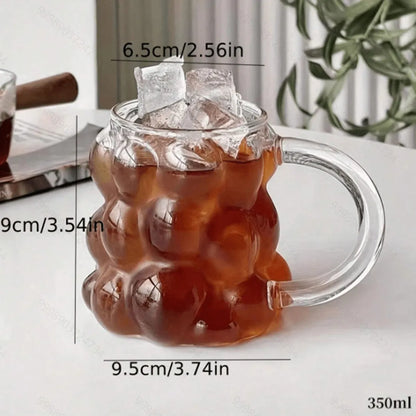 3 Tasse en Verre avec Couvercle en Bambou et Paille – 380 ml