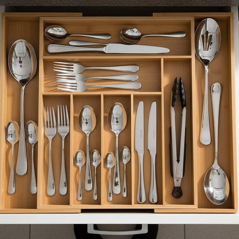Plateau Organisateur de Tiroir Extensible en Bambou
