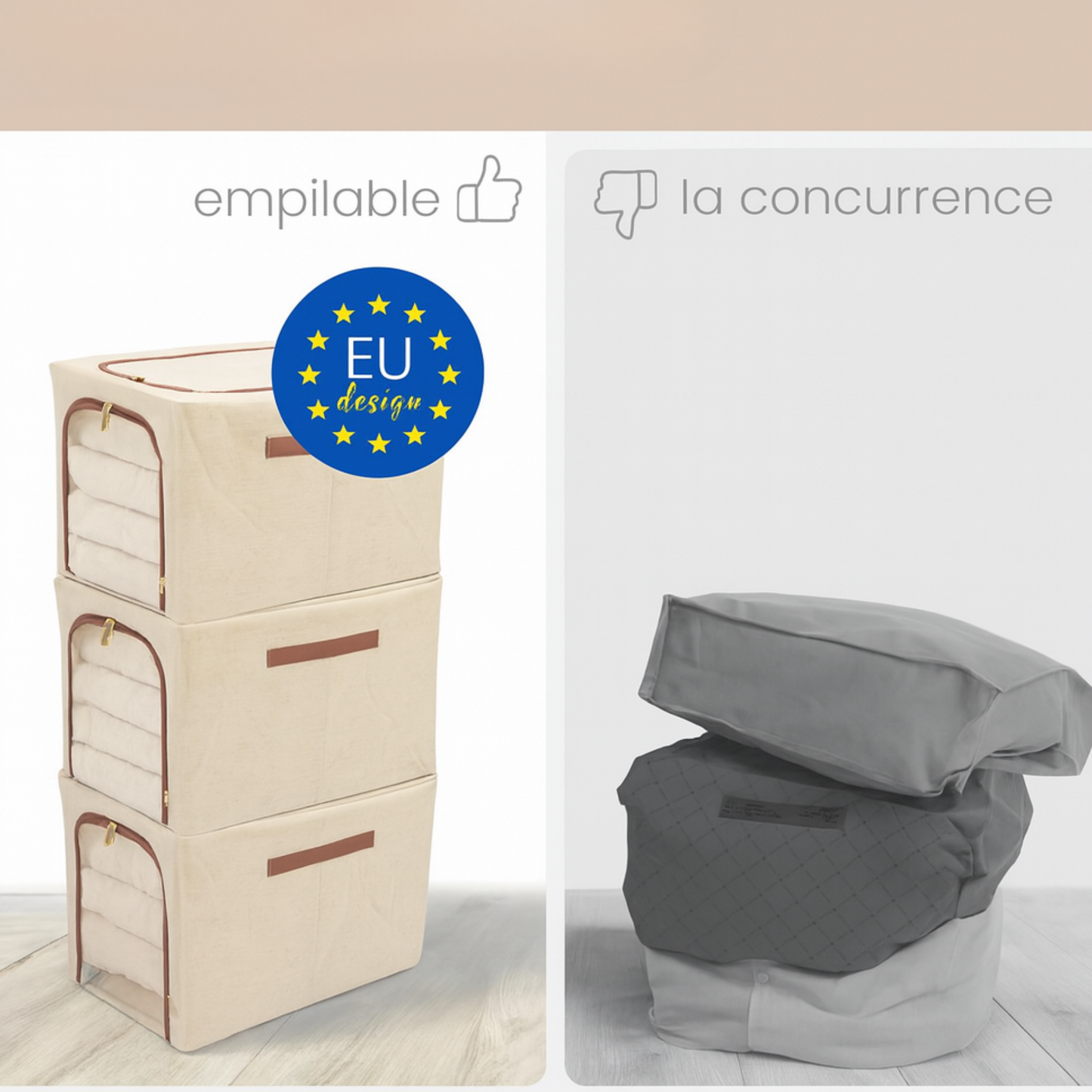 Boîtes de rangement à double fermeture éclair – Nour