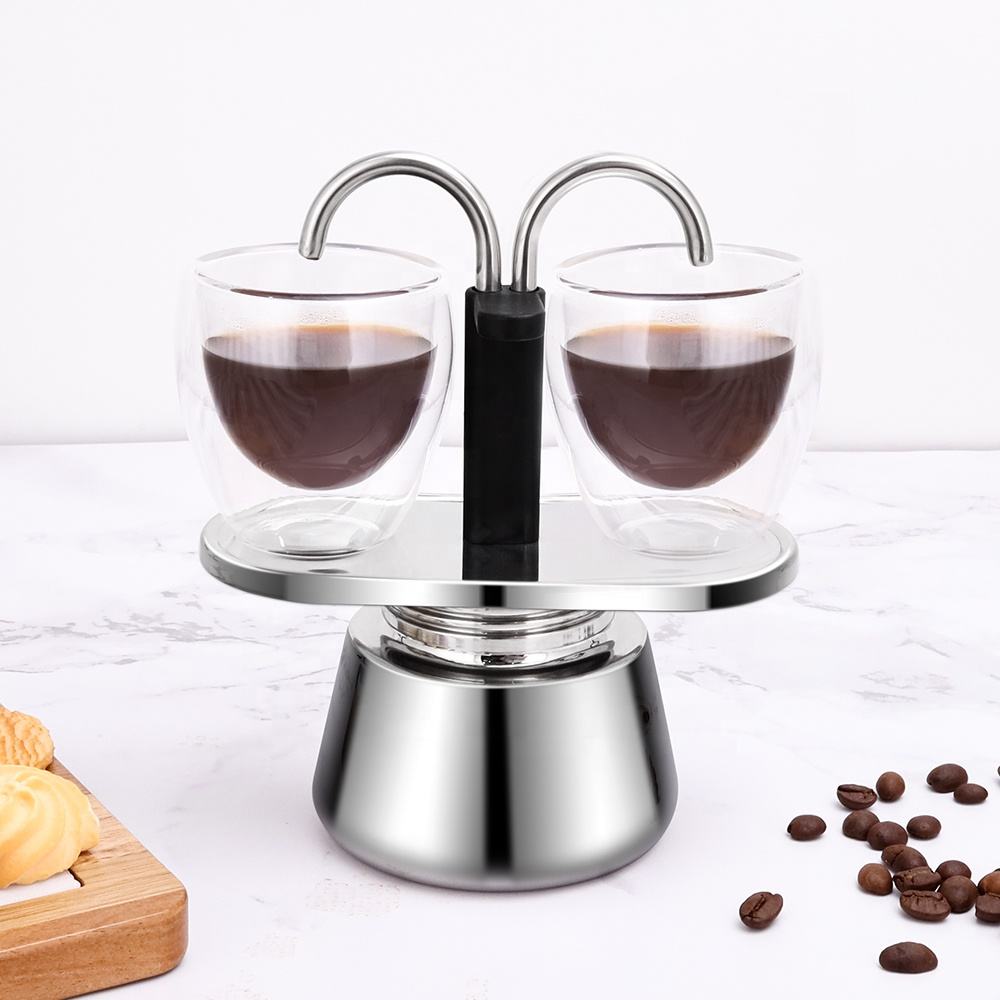 Cafetière Moka à Double Tête en Acier Inoxydable