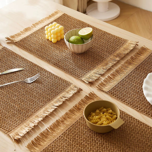 Napperons tressés en papier à franges Inttox – Lot de 6 pièces