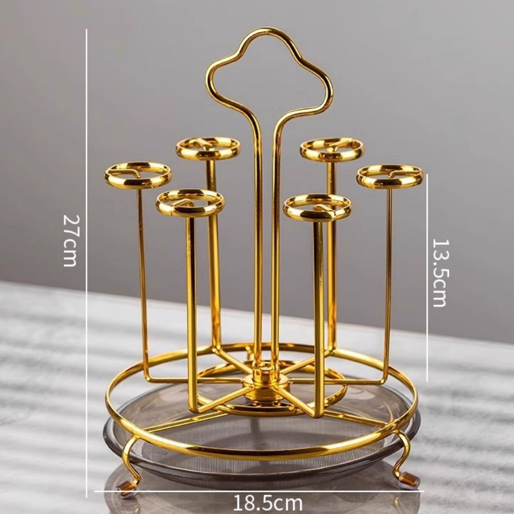 Porte-gobelet en verre rotatif avec plateau de rangement