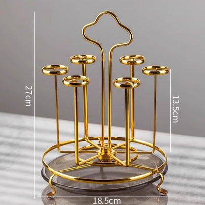 Porte-gobelet en verre rotatif avec plateau de rangement