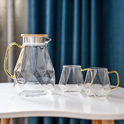 Bouteille d'eau en verre résistante à l'explosion avec poignée et 4 tasses