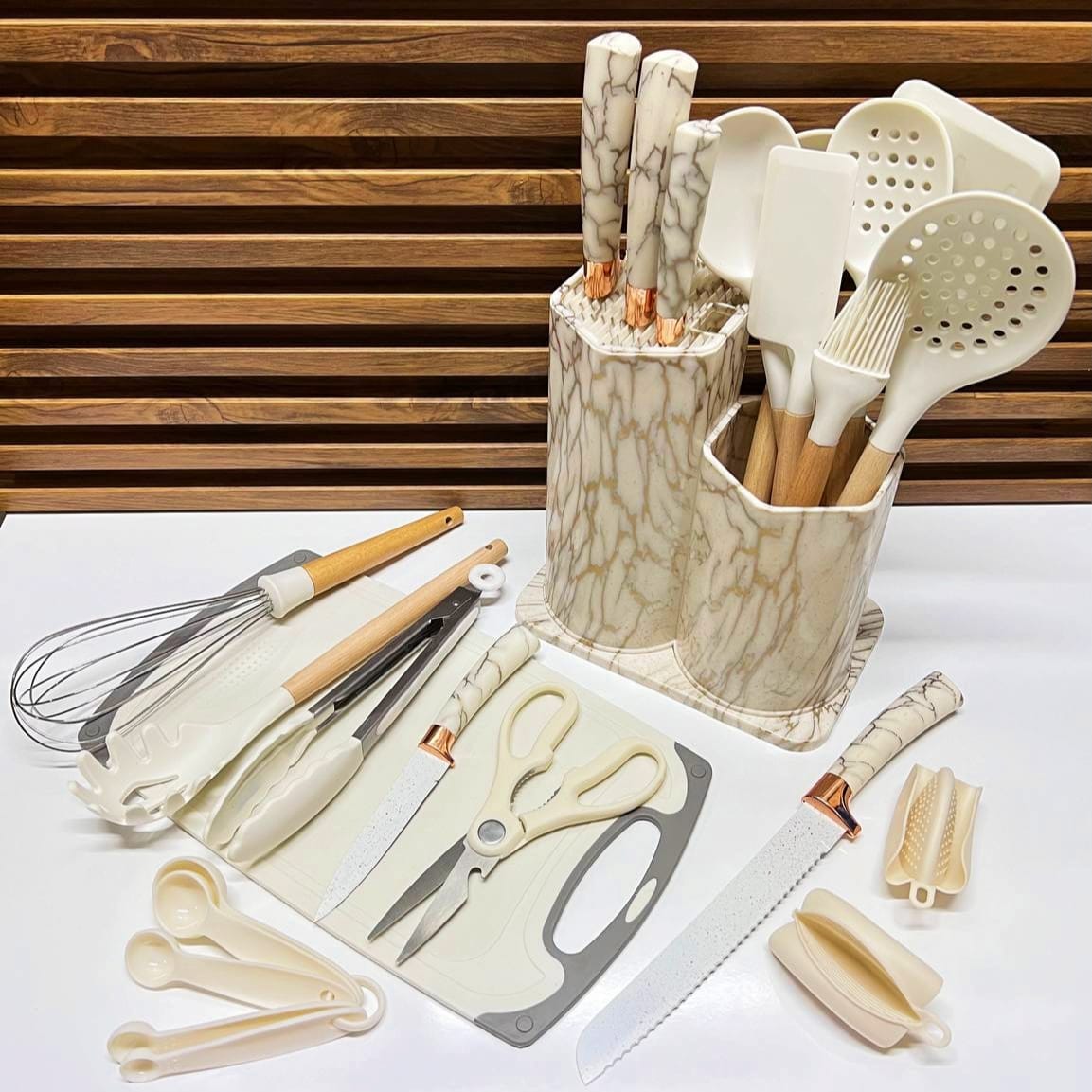 Ensemble Complet de 25 Ustensiles de Cuisine en Silicone