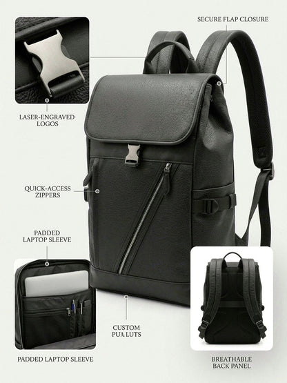 Sac à Dos Élégant Noir en Cuir Synthétique